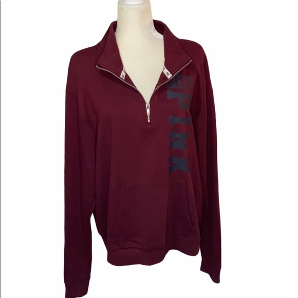 PINK Victoria's Secret Tops - Victoria Secret Pink Burgundy Sweatshirt
